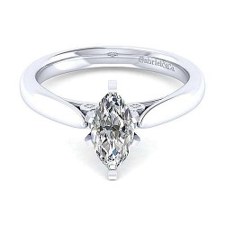  14K White Gold  Solitaire 14K White Gold Marquise Shape Diamond Engagement Ring GabrielCo Surrey Vancouver Canada Langley Burnaby Richmond