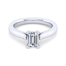  14K White Gold  Solitaire 14K White Gold Emerald Cut Diamond Engagement Ring GabrielCo Surrey Vancouver Canada Langley Burnaby Richmond