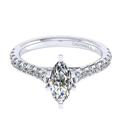  14K White Gold  Straight 14K White Gold Marquise Shape Diamond Engagement Ring GabrielCo Surrey Vancouver Canada Langley Burnaby Richmond