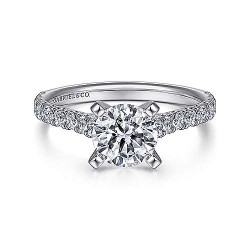  14K White Gold  Straight 14K White Gold Round Diamond Engagement Ring GabrielCo Surrey Vancouver Canada Langley Burnaby Richmond