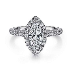  14K White Gold  Halo 14K White Gold Marquise Halo Diamond Engagement Ring GabrielCo Surrey Vancouver Canada Langley Burnaby Richmond