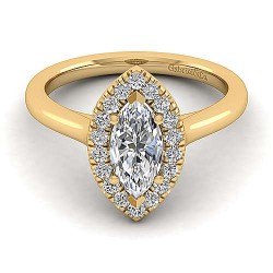 14K Yellow Gold Marquise Halo Diamond Engagement Ring Surrey Vancouver Canada Langley Burnaby Richmond