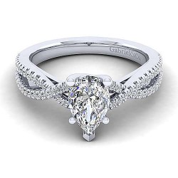 Platinum Pear Shape Twisted Diamond Engagement Ring Surrey Vancouver Canada Langley Burnaby Richmond