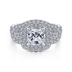 14K White Gold Cushion Halo Diamond Engagement Ring Surrey Vancouver Canada Langley Burnaby Richmond