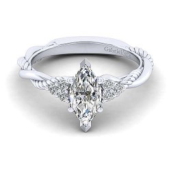  14K White Gold  Free form 14K White Gold Marquise Shape Diamond Engagement Ring GabrielCo Surrey Vancouver Canada Langley Burnaby Richmond