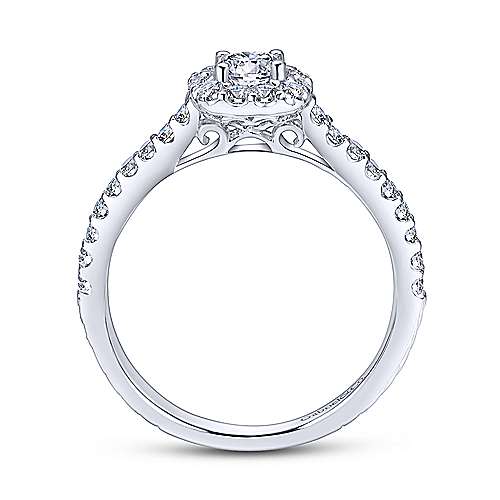 14K White Halo Vintage Inspired 14K White Gold Round Halo Complete Diamond Engagement Ring Surrey Vancouver Canada Langley Burnaby Richmond
