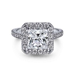 14K White Gold Princess Halo Diamond Engagement Ring Surrey Vancouver Canada Langley Burnaby Richmond
