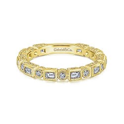  14K White Gold  Stackable 14K White Gold Baguette and Round Diamond Eternity Ring GabrielCo Surrey Vancouver Canada Langley Burnaby Richmond