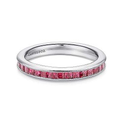  14K White Gold  Stackable 14K White Gold Princess Cut Ruby Stackable Band - 0 ct GabrielCo Surrey Vancouver Canada Langley Burnaby Richmond