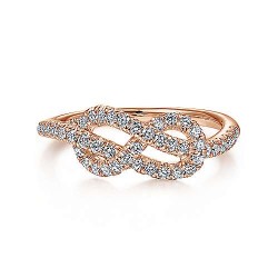  14K Rose Gold  Twisted 14k Rose Gold Twisted Diamond Knot Eternity Ring GabrielCo Surrey Vancouver Canada Langley Burnaby Richmond
