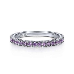  14K White Gold  Stackable 14K White Gold Amethyst Stackable Ring GabrielCo Surrey Vancouver Canada Langley Burnaby Richmond