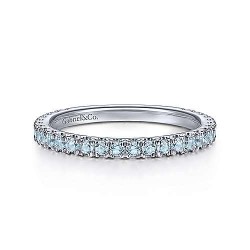  14K White Gold  Stackable 14K White Gold Blue Topaz Stacklable Ring GabrielCo Surrey Vancouver Canada Langley Burnaby Richmond