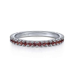  14K White Gold  Stackable 14K White Gold Garnet Stacklable Ring GabrielCo Surrey Vancouver Canada Langley Burnaby Richmond