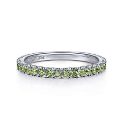  14K White Gold  Stackable 14K White Gold Peridot Stackable Ring GabrielCo Surrey Vancouver Canada Langley Burnaby Richmond