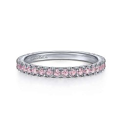  14K Rose Gold  Stackable 14K White Gold Pink Created Zircon Stackable Ring GabrielCo Surrey Vancouver Canada Langley Burnaby Richmond