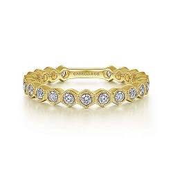  14K Yellow Gold  Stackable 14K Yellow Gold Hexagonal Station Stackable Diamond Band GabrielCo Surrey Vancouver Canada Langley Burnaby Richmond