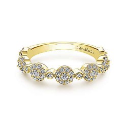  14K Yellow Gold  Stackable 14K Yellow Gold Diamond Pave Station Stackable Ring GabrielCo Surrey Vancouver Canada Langley Burnaby Richmond
