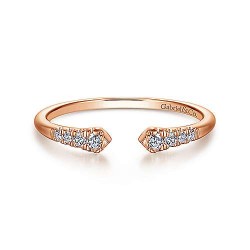  14K Rose Gold  Open ring 14K Rose Gold Split Diamond Stackable Ring GabrielCo Surrey Vancouver Canada Langley Burnaby Richmond
