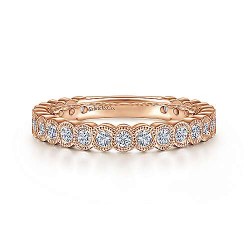  14K Rose Gold  Stackable 14K Rose Gold Diamond Ring with Millgrain Bezel GabrielCo Surrey Vancouver Canada Langley Burnaby Richmond