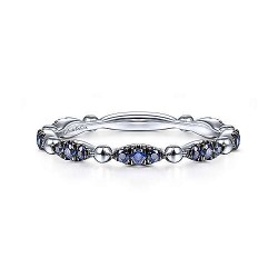  14K White Gold  Stackable 14K White Gold Cluster Sapphire and Bujukan Ball Stackable Ring GabrielCo Surrey Vancouver Canada Langley Burnaby Richmond