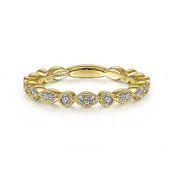  14K Yellow Gold  Stackable 14K Yellow Gold Marquise and Round Station Diamond Ring GabrielCo Surrey Vancouver Canada Langley Burnaby Richmond