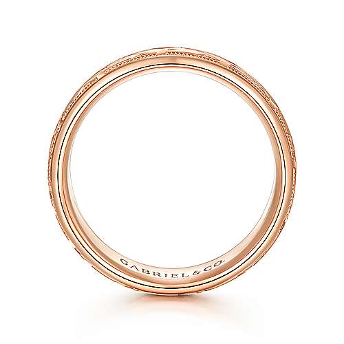 14K Rose Lux 14K Rose Gold 7mm - Engraved Woven Mens Wedding Band Surrey Vancouver Canada Langley Burnaby Richmond