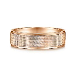 14K Rose Gold 6mm - Brushed Finish and Polished Edge Mens Wedding Band Surrey Vancouver Canada Langley Burnaby Richmond
