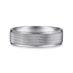 14K White Gold 6mm - Brushed Finish and Polished Edge Mens Wedding Band Surrey Vancouver Canada Langley Burnaby Richmond