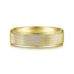 14K Yellow Gold 6mm - Brushed Finish and Polished Edge Mens Wedding Band Surrey Vancouver Canada Langley Burnaby Richmond
