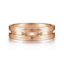 14K Rose Gold 6mm - Engraved Channel Mens Wedding Band Surrey Vancouver Canada Langley Burnaby Richmond