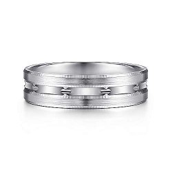 14K White Gold 6mm - Engraved Channel Mens Wedding Band Surrey Vancouver Canada Langley Burnaby Richmond
