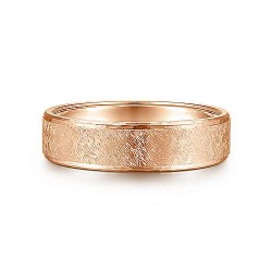 14K Rose Gold 6mm -  Brushed Finish Center and Beveled Edge Mens Wedding Band Surrey Vancouver Canada Langley Burnaby Richmond