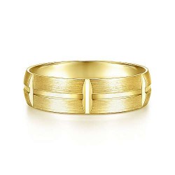 14K Yellow Gold 6mm -  Linear Engraved Stations Mens Wedding Band Surrey Vancouver Canada Langley Burnaby Richmond