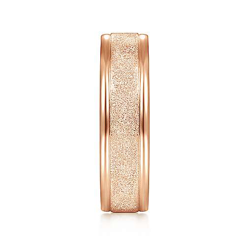 14K Rose Lux 14K Rose Gold 6mm - Sandblast Center and Polished Edge Mens Wedding Band Surrey Vancouver Canada Langley Burnaby Richmond