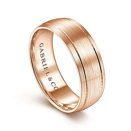 14K Rose Lux 14K Rose Gold 7mm - Satin Finish Mens Wedding Band Surrey Vancouver Canada Langley Burnaby Richmond
