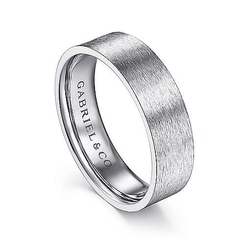 14K White Lux 14K White Gold 6mm - Brushed Finish Mens Wedding Band Surrey Vancouver Canada Langley Burnaby Richmond
