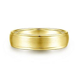 14K Yellow Gold 6mm - Rounded Satin Polished Edge Mens Wedding Band Surrey Vancouver Canada Langley Burnaby Richmond
