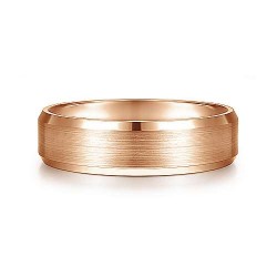 14K Rose Gold 6mm -  Rounded Satin Center and Polished Beveled Edge Mens Wedding Band Surrey Vancouver Canada Langley Burnaby Richmond