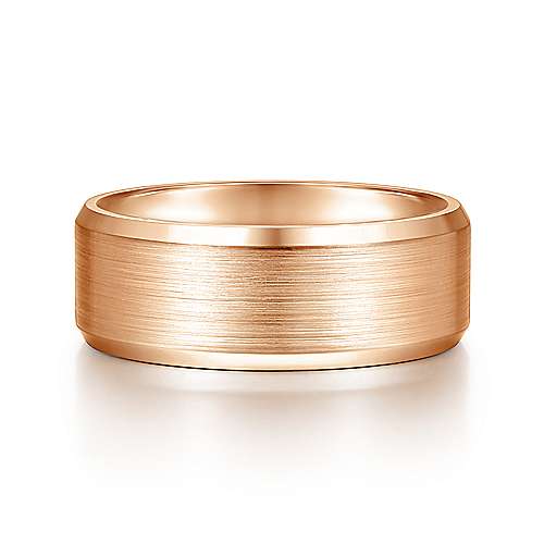 14K Rose Lux 14K Rose Gold 8mm - Satin Center and Beveled Edge Mens Wedding Band Surrey Vancouver Canada Langley Burnaby Richmond