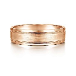14K Rose Gold 6mm - Satin Channel Polished Edge Mens Wedding Band Surrey Vancouver Canada Langley Burnaby Richmond