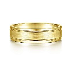 14K Yellow Gold 6mm - Satin Channel Polished Edge Mens Wedding Band Surrey Vancouver Canada Langley Burnaby Richmond