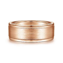 14K Rose Gold 8mm - Satin Center and Polished Edge Mens Wedding Band Surrey Vancouver Canada Langley Burnaby Richmond