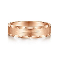 14K Rose Gold 6mm -  Satin Grooved Edge Mens Wedding Band Surrey Vancouver Canada Langley Burnaby Richmond