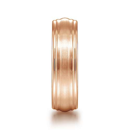 14K Rose Lux 14K Rose Gold 6mm - Raised Center Diamond Cut Channel Mens Wedding Band Surrey Vancouver Canada Langley Burnaby Richmond