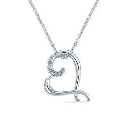  silver Silver Gold  Heart 18" 925 Sterling Silver Angled Open Heart Diamond Necklace GabrielCo Surrey Vancouver Canada Langley Burnaby Richmond