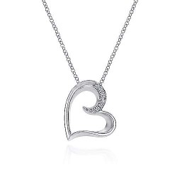  silver Silver Gold  Heart 18" 925 Sterling Silver White Sapphire Open Heart Pendant Necklace GabrielCo Surrey Vancouver Canada Langley Burnaby Richmond