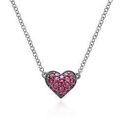  silver Silver Gold  Heart 925 Sterling Silver Ruby Pave Heart Pendant Necklace GabrielCo Surrey Vancouver Canada Langley Burnaby Richmond