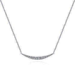  14K White Gold  Bar 14K White Gold Curved Diamond Bar Necklace GabrielCo Surrey Vancouver Canada Langley Burnaby Richmond