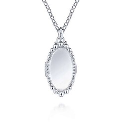 25" 925 Sterling Silver Beaded Glass Front Oval Locket Necklace Surrey Vancouver Canada Langley Burnaby Richmond