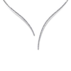 Assymetrical 14K White Gold Open Diamond Collar Necklace Surrey Vancouver Canada Langley Burnaby Richmond